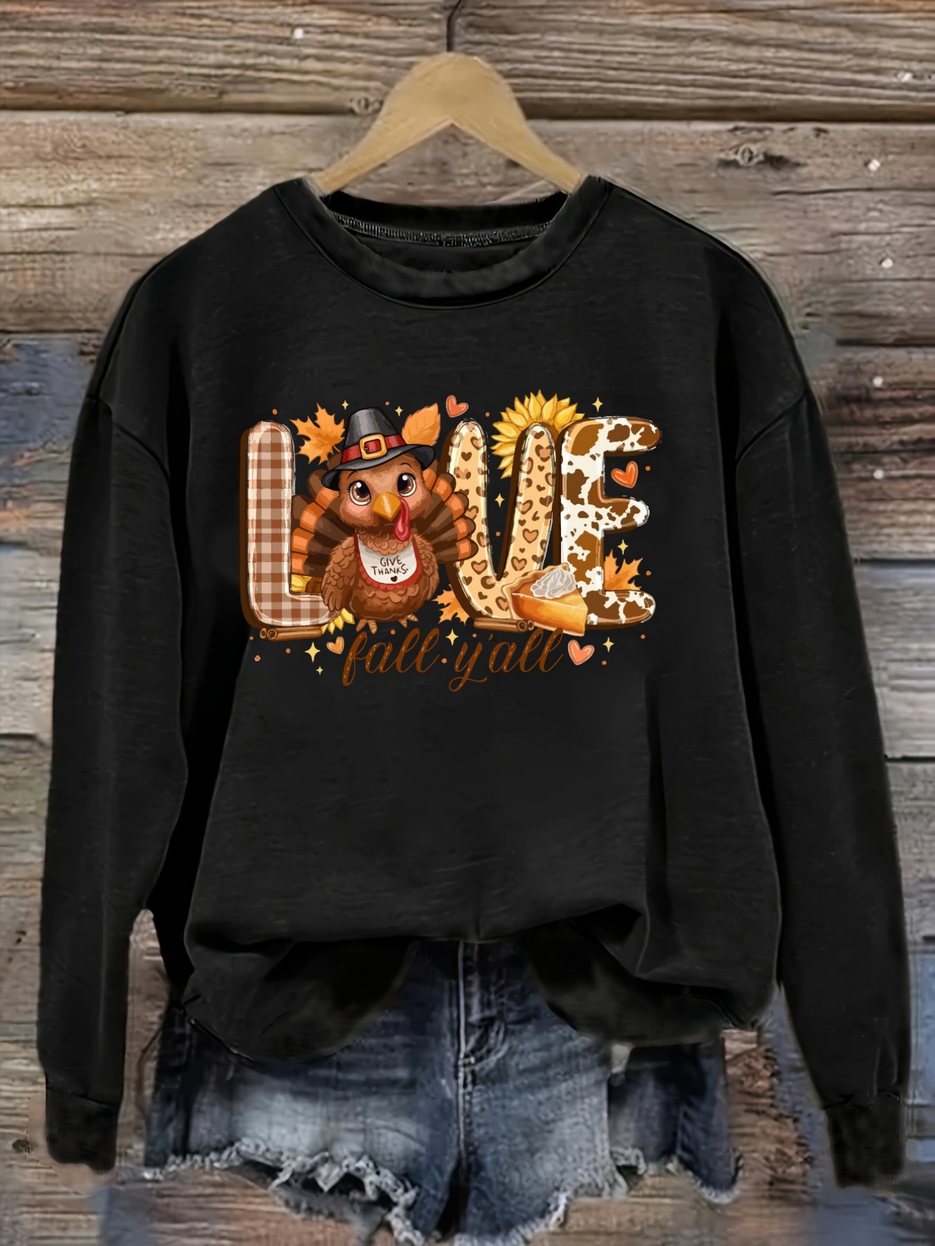 Winter Clothing Usa - 여성 캐주얼 긴소매 크루넥 티셔츠, 러브