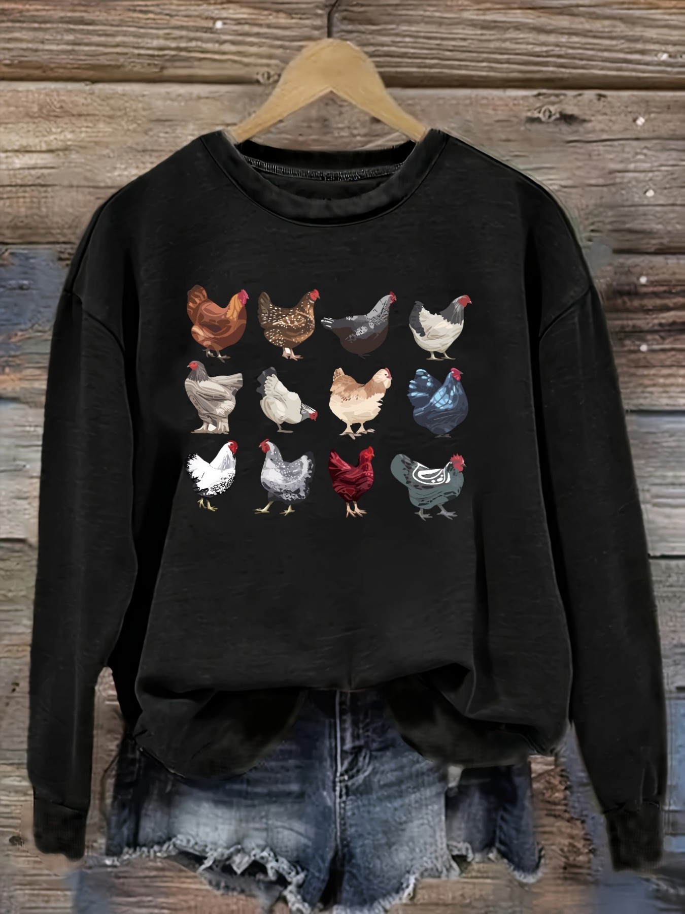 Winter Clothing Usa - 여성용 캐주얼 긴소매 크루넥 티셔츠, 화려한