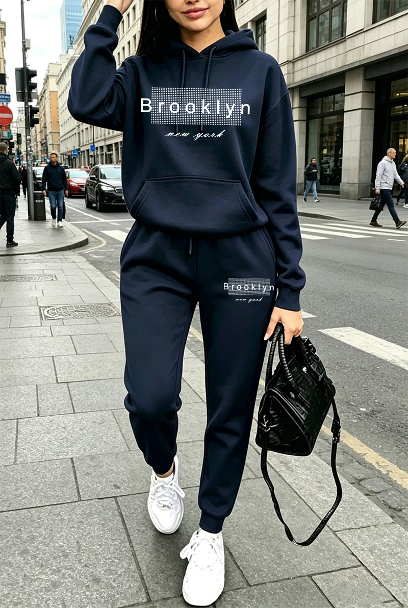 Winter Clothing Usa - 여성 트레이닝복 프린팅 캐주얼 후드티 스웨트셔츠