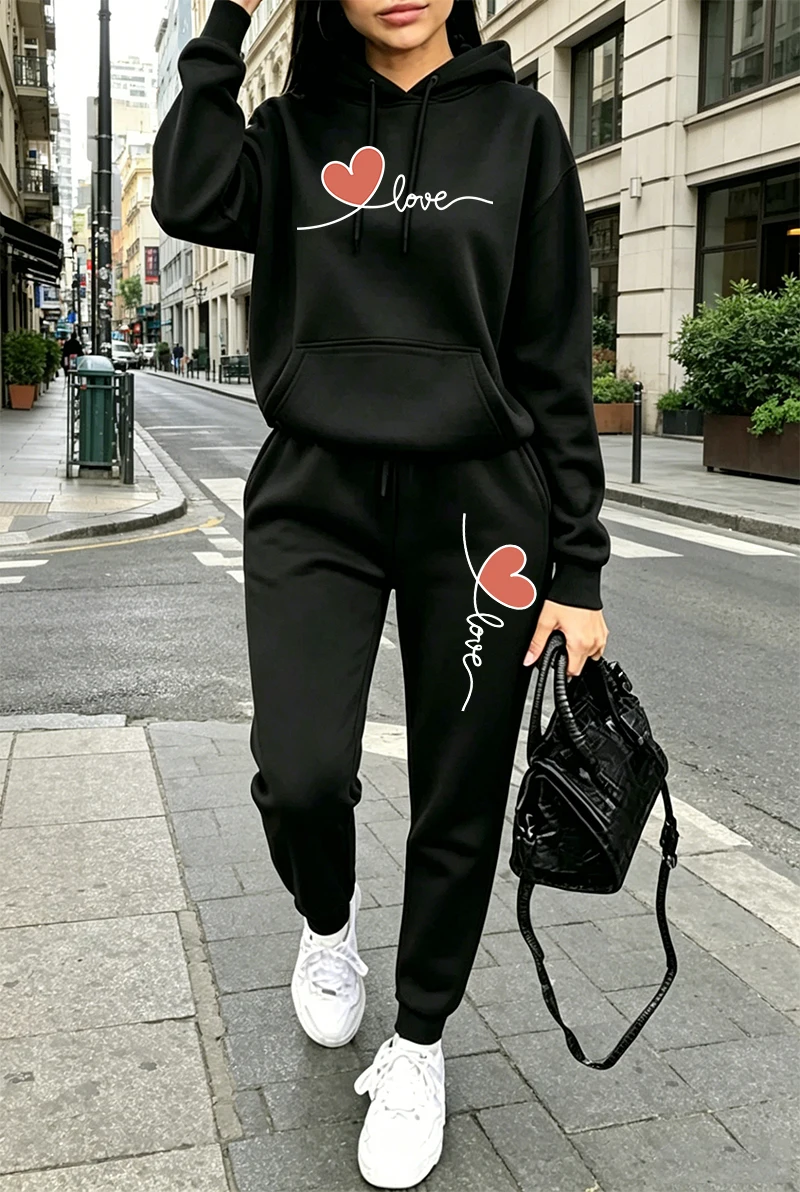 Winter Clothing Usa - 여성 트레이닝복 프린트 캐주얼 긴팔 후드티