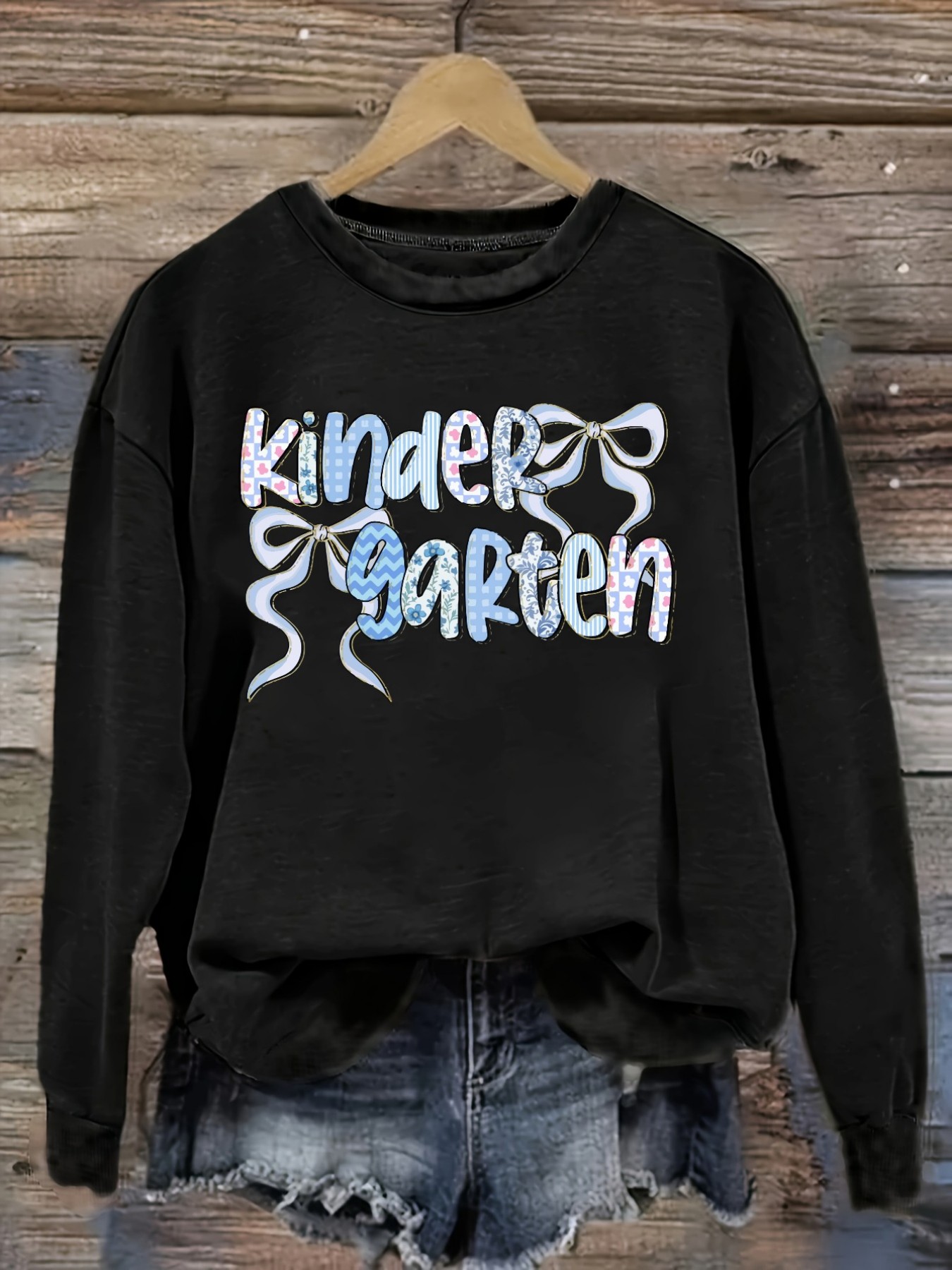 Winter Clothing Usa - 여성 캐주얼 긴소매 크루넥 티셔츠, 유치원