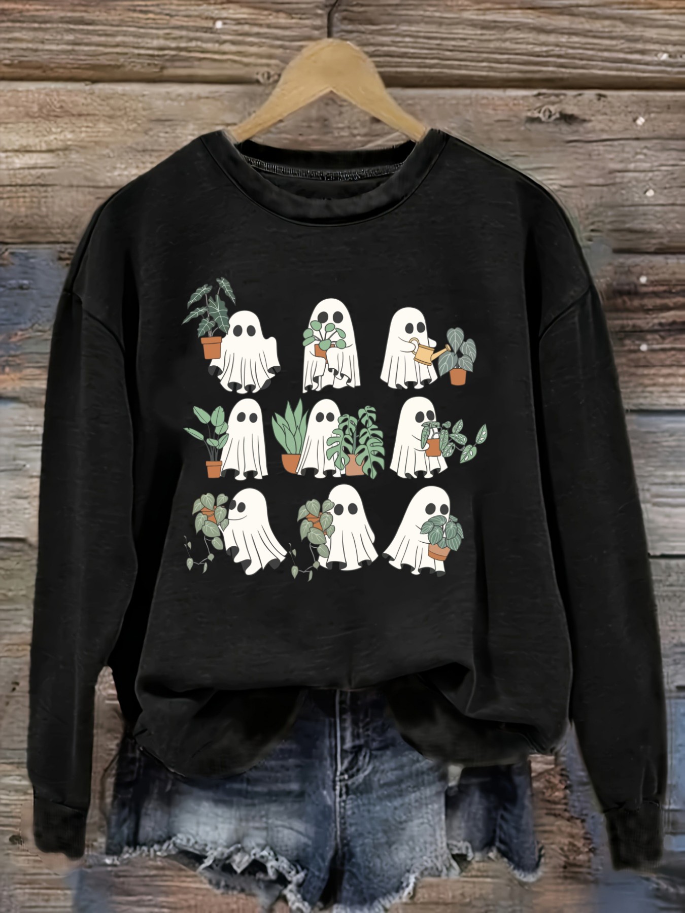 Winter Clothing Usa - 여성용 캐주얼 긴소매 크루넥 티셔츠, 화분을