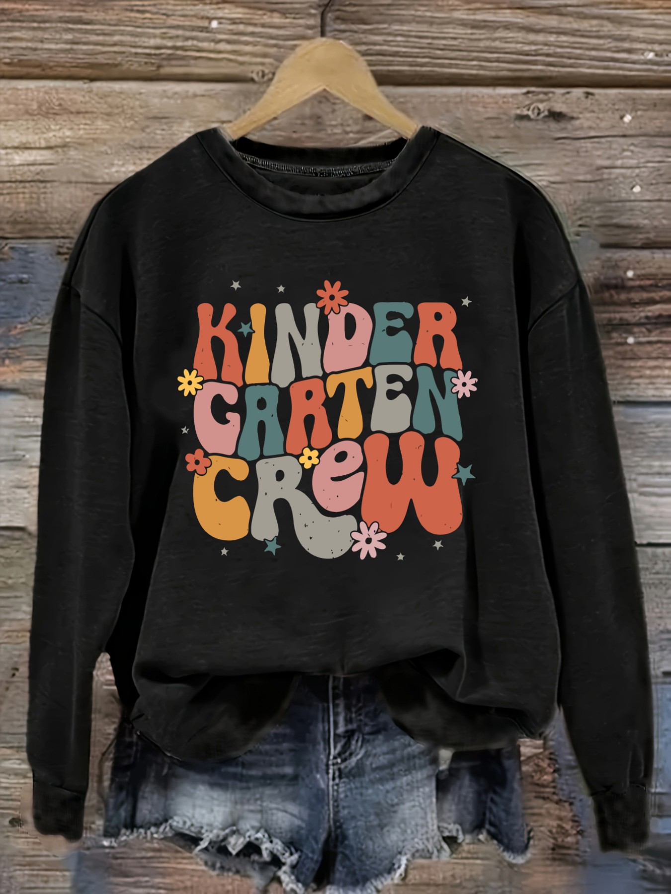 Winter Clothing Usa - 여성 캐주얼 긴소매 크루넥 티셔츠, 유치원