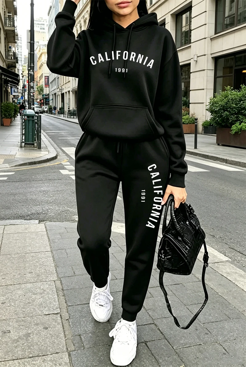 핫세일 여성 트레이닝복 프린팅 캐주얼 후드티 스웨트팬츠 - Winter Clothing Usa 리뷰 및 가격